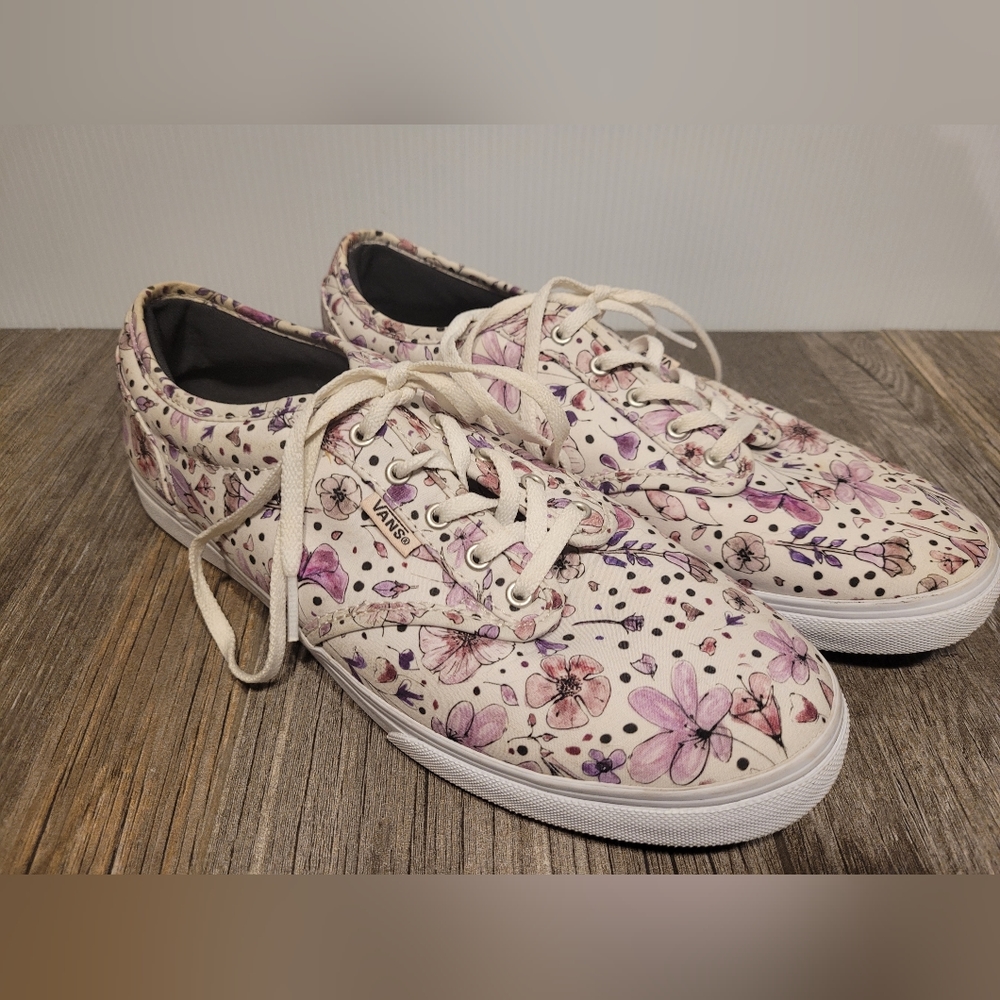 Vans, 9.5, purple flowers